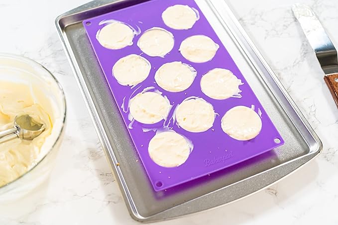 Bakerpan Silicone Mini Muffin Top Pans - Set of 2 - Small Round Molds for Tarts, Cookies, Candy, Chocolate (Pack of 2)