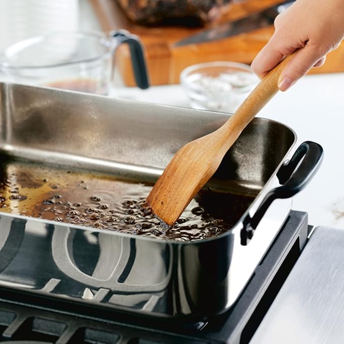 KitchenAid 5-Ply Clad Stainless Steel Roasting Pan/Roaster with Removable Rack, 15 Inch x 11.5 Inch - Polished Stainless Steel