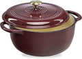 Best Choice Products 6 Quart Enamel Cast-Iron Round Dutch Oven, Family Style Heavy-Duty Pre-Seasoned Cookware for Home, Kitchen, Dining Room, Oven Safe w/Lid, Dual Handles - Cabernet Red