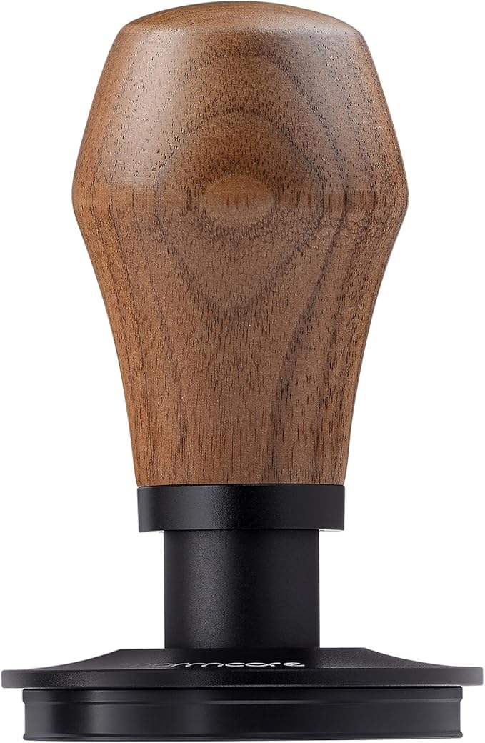 Normcore Espresso Tamper 51mm, V4.1 Spring Loaded Coffee Tamper with Click Feedback, Titanium PVD Flat Base, Walnut Handle, Silicone Stand, Barista Tool for 51mm Portafilter