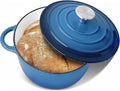 Trustmade 4.5 QT Cast Iron Dutch Oven, Enamel Coated Cookware Pot with Self Basting Lid for Home Baking, Braiser, Cooking, Blue
