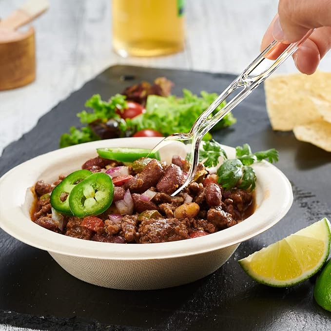GUSTO [200 Count] Premium Heavyweight Spoons Plastic Disposable, Clear Plastic Spoons Heavy Duty, Perfect for Parties, Events, and Catering (Formerly Comfy Package)