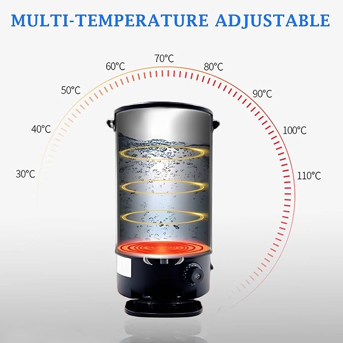 Commercial Electric Kettle Warmer Stainless Steel Hot Water Dispenser Hot Water Boiler And Warmer with Faucet Quick-Temp or Boil for Tea Coffee 1500W 21.7 Liter Capacity