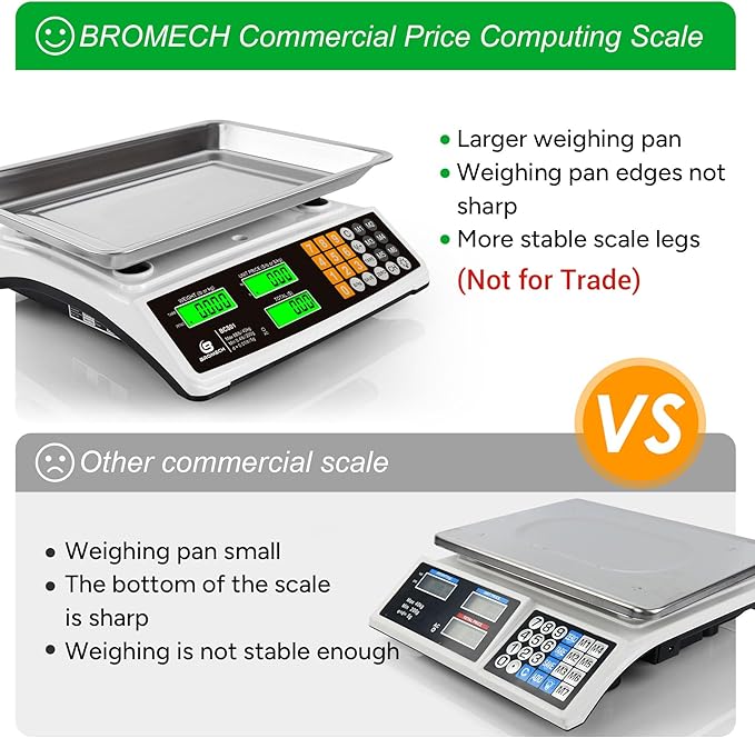 Price Computing Scale 88lb/40kg Commercial Food Scale for Produce Meat with Stainless Steel Large Platform, LCD Display, and Green Bright Backlight for Farmers Markets, Deli, （Not for Trade）