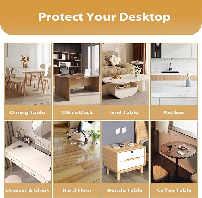 Clear Table Protector 18 x 14 Inch, 1.4mm Thick Waterproof PVC Plastic Table Cover, Durable Table Pad for Dining Room, Kitchen, Writing Desk, and Coffee Tables