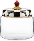 MACKENZIE-CHILDS Courtly Check Kitchen Canister, Decorative Black-and-White Glass Storage Jar with Lid, Medium