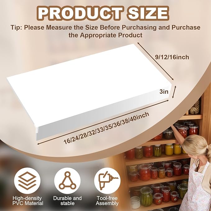 5 Pcs Wire Rack Covers 33x16x3 inch PVC Pantry Shelf Cover 0.31 inch Thick Removable Closet Wire Rack Shelf Covers,Decoration Kitchen Bathroom Office Shelving (Light luxury white,33x16x3 inch)