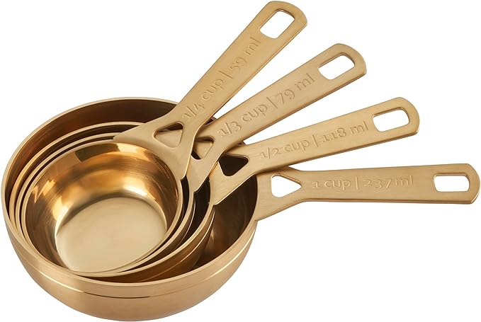 Le Crueset Measuring Cups, Gold, Set of 4 (1,1/2,1/3,1/4 cups)