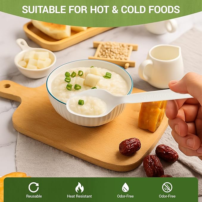 Compostable Spoons [500 Pcs] Disposable Spoons Bulk BPI Certified BPA-Free, Heat Resistant, Durable Disposable Utensils Alternative to Plastic Silverware for Daily, Party & Camping