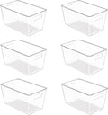 Vtopmart 6 PCS Clear Plastic Storage Bins, Pantry Organizer Containers with Handle for Refrigerator, Fridge, Cabinet, Kitchen, Countertops, Cupboard, Home Organization and Storage, XL