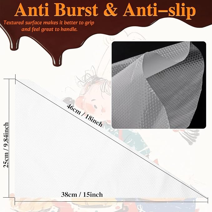 18 Inch Pastry Bags, 200 PCS Piping Bags Disposable, Thickened Piping Bags, Anti-Burst Non-Slip Icing Bags for Desserts, Cake, Breads and Cookies