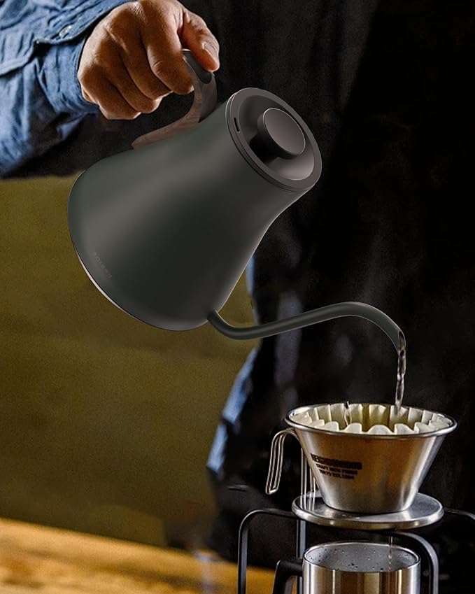 Cocinare FLOW B9 Gooseneck Electric Kettle, Precise Temperature Control for Pour-Over Coffee & Tea Brewing, Stainless Steel Interior, Rapid Heating for Boiling Water 1500W/0.9L (Delacroix Green)