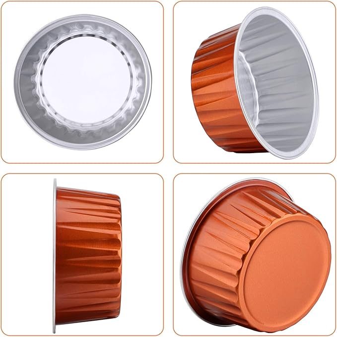 EUSOAR Dessert Cups With Lids, 5 OZ 100pcs Baking Cups with Lids,125ml Snacks Desserts Flan, Recyclable Economical Catering Gathering Club Shower Wedding Party Favor Baking Cups-Caramel