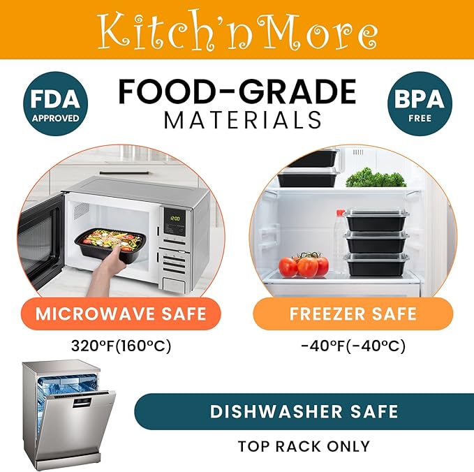 38oz Meal Prep Containers, Extra Large &Thick Food Storage Containers with Lids, Reusable Plastic,Disposable Bento Box,Stackable,Microwave/Freezer/Dishwasher Safe, BPA Free (30Pack)