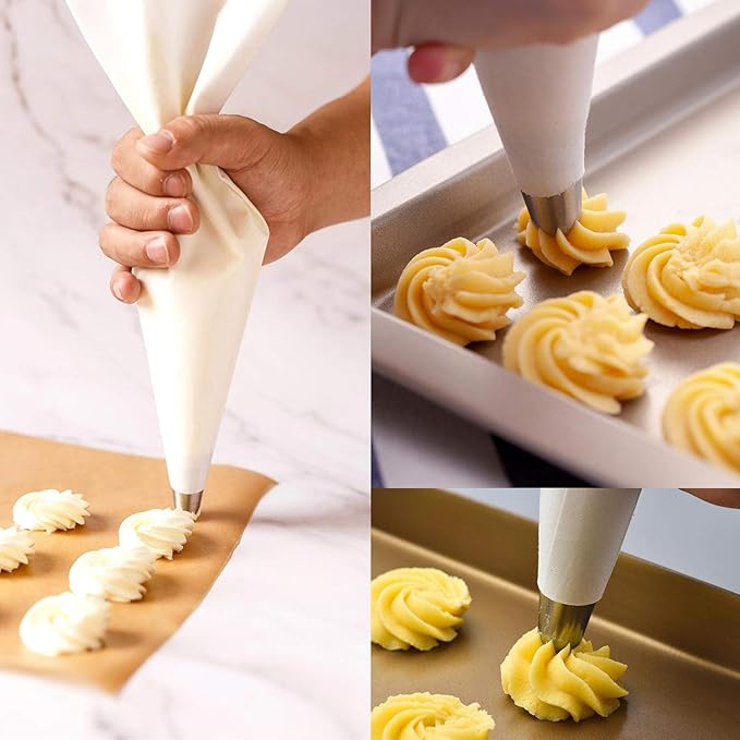 LoveBB 3 Pack Reusable Pastry Piping Bags, 14, 16, 18 Inch Canvas Cake Decorating Bags