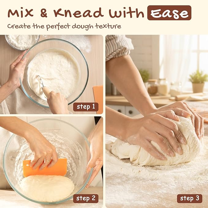 Astercook Sourdough Starter Kit with Round & Oval Banneton Bread Proofing Basket, Bread Sling, Starter Jar, Dough Whisk, Scrapers, Stencils, Cooling Rack & Bag Complete Sourdough Bread Baking Supplies