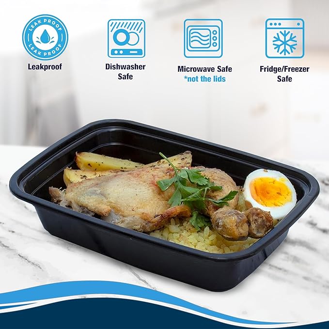 Ruthy's Outlet Meal Prep Containers W/Lids -Square Food Storage – BPA-Free| Stackable | Microwave | Freezer & Dishwasher Safe | Reusable Lunch Bento Box Portion Control & Planning (30 Pack, 32 oz)