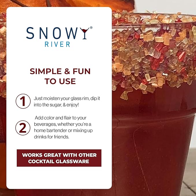 Snowy River Thanksgiving, Cocktail & Margarita Sugar Rimmer - Vibrant Naturally Colored Sugar for Cocktail Rimming, Baking & Decorating, Medium Crystal - 80oz