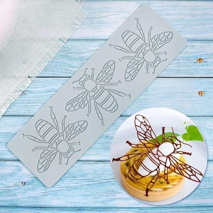 Silicone Molds 3D Hollow Leaf Chocolate Molds Honeycomb Bee Candy Mold Flower Pattern Fondant Mold Cake Topper Sugar Craft Decoration (G_Bee_12.8 * 3.8 * 0.12inch)