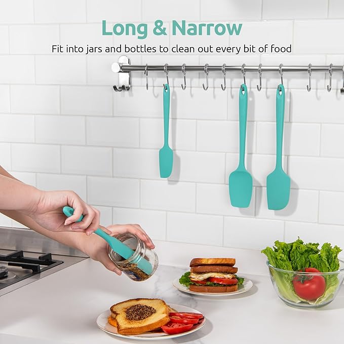 U-Taste Silicone Spatula Set with 600 Degrees Fahrenheit Heat Resistant (Teal/Aqua Sky)