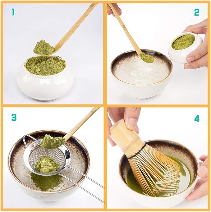 Bamboo Matcha Whisk and Bowl Set - Authentic Matcha Kit for Traditional Tea, 9 Pcs