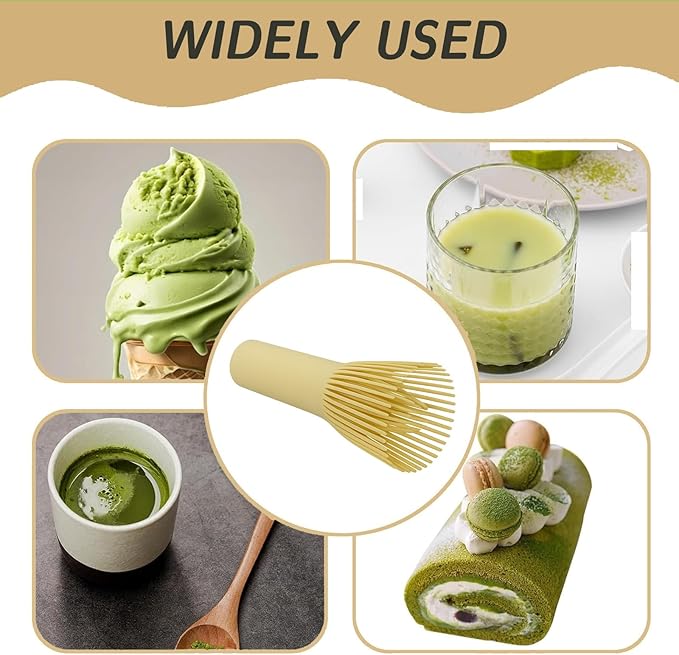 Small Resin Matcha Whisk Traditional Japanese Long Handle Chasen Matcha Stirrer Gifts for Tea Lovers, Easy to Clean Plastic Chasen for Authentic Japanese Tea Preparation (Yellow)