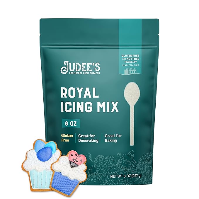 Judee's Gluten Free Royal Icing Mix - Easy Mixing with Meringue Powder - For Sugar Cookie Decorating & Cookie Icing - Gluten Free Meringue Powder & Nut Free Baking Mix - 8 Oz
