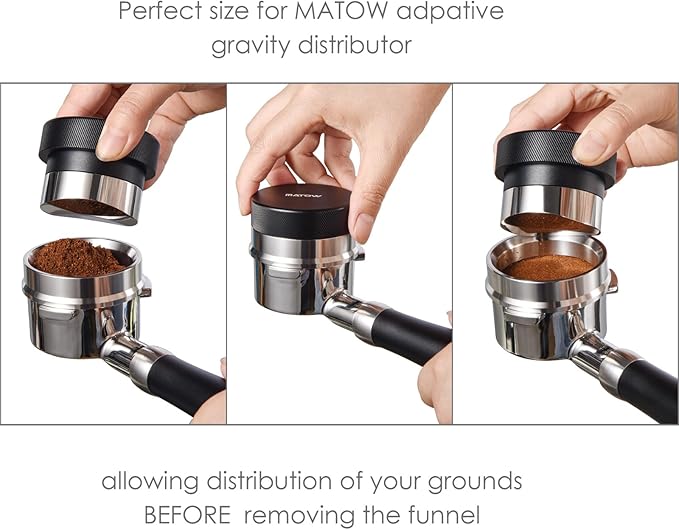 MATOW 2 in 1 Design Gravity Distributor and Magnetic Dosing Funnel Combo, 53.3mm Adaptive Espresso Distributor and 54mm Stainless Steel Dosing Ring Set Compatible with Breville 54mm Portafilter