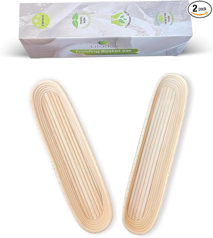 Bread Proofing Basket Sourdough Bread Baking Supplies Starter Kit Set (Baguette Baskets)