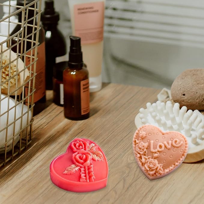 Heart Silicone Molds, AITRAI 4 Types 3D Flower Heart Chocolate Molds Soap Molds for Soap Making Cake Candle Wedding Candy Mold Gift for Love Birthday