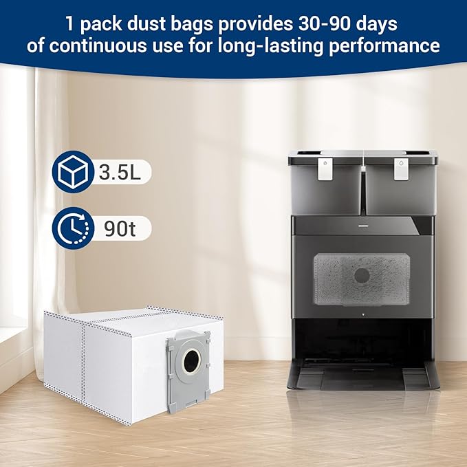 14Pcs Activated Dust Bags,Compatible with Ecovacs Deebot X8 Pro Omni/T50 Pro Omni/T80 Omni/X9 Pro Omni/Yeedi S14 Plus Robot Vacuum, 3.5L Large Capacity Disposable Replacement Bag