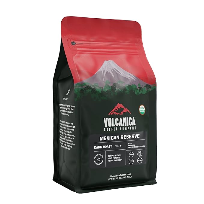 Mexican Coffee, Dark Roast, Whole Bean, USDA Organic, Fresh Roasted, Kosher, 16-ounce