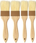 Pastry brush,Basting brush for Cooking,Natural Bristle BBQ Brush for Oil & Sauce,Wooden Handle Food Brush for Baking,Easy Clean Butter Brush,Durable Kitchen Culinary Utensil (1", 1 1/2 Inch,4 Pack)