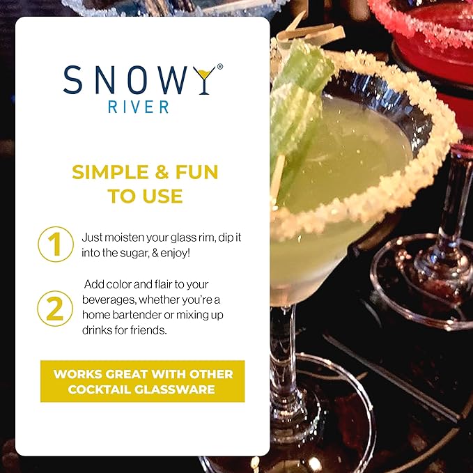 Snowy River Yellow, Cocktail & Margarita Sugar Rimmer - Vibrant Naturally Colored Sugar for Cocktail Rimming, Baking & Decorating, Medium Crystal - 16oz