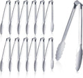 12 pieces Buffet Tongs 9'' Inches Serving Tongs Heavy Duty Stainless steel Kitchen and BBQ Utility Tong (Silver, 9inch)