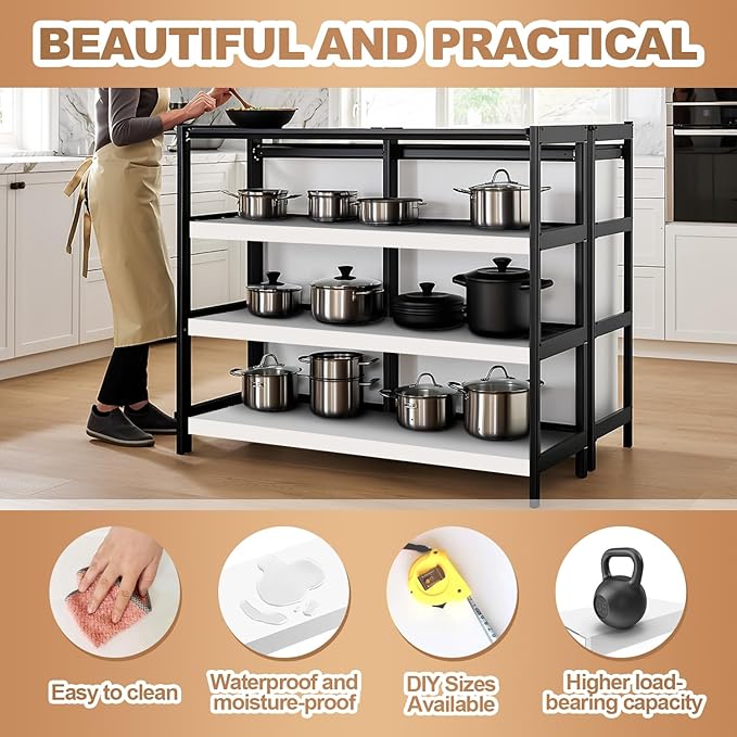5 Pcs Wire Rack Covers Carbon Fiber Material 38x16x3 inch Pantry Shelf Cover 0.31 inch Thick Removable Closet Wire Rack Shelf Covers,Decoration Kitchen Bathroom Office Shelving (White, 38x16x3 inch)