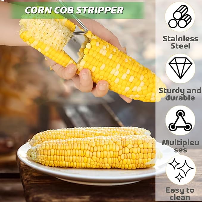 Corn Peeler, Corn Stripper, Long Handle Stainless Steel Corn Stripping Too Thresher Scraper for Home Kitchens, Restaurant Chefs (1PCS)