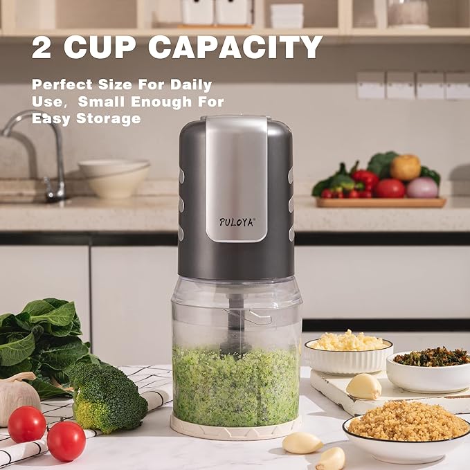 Mini Prep Food Processor for Chopping Mincing and Puree Vegetables and Meat 2 Speed Electric Food Chopper, 400-Watt, 4 Stainless Steel Blades, 2 Cup Capacity, Black