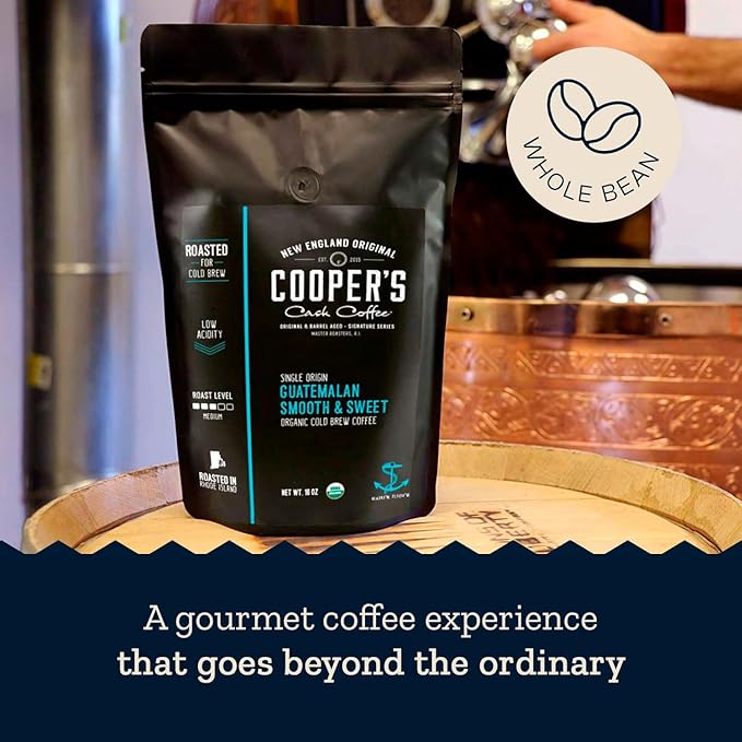Organic Cold Brew Coffee - Guatemalan Coffee Beans Crafted For Cold Brewing - Whole Bean, Medium Roast, 16oz (Whole Bean)