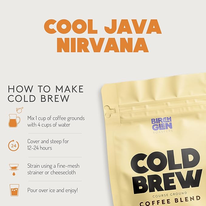 Birch Glen Roasters Cold Brew Coffee | Flavored Coarse Ground Coffee | Medium Roast | Artisanal Roasting | 100% Arabica |1 LB Bag | Chocolate Raspberry