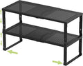 Adjustable Expanable Stackable Spice Rack Shelf Pantry Storage Organizer for Kitchen Cabinet,Countertop,Bathroom and More.Space is no Longer Limited(2Packs/Black/Large)