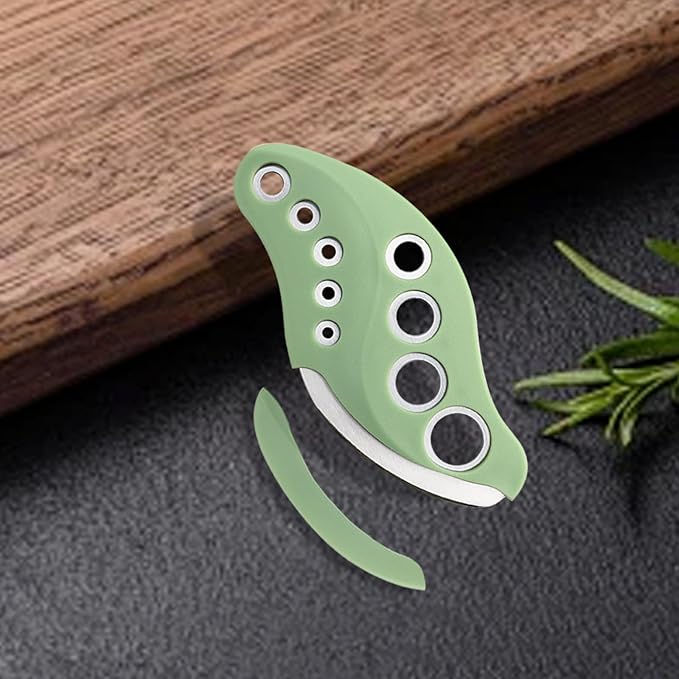Herb Stripper Tool 9 Holes with Herb Cutter, Stainless Steel Herb Leaf Stripping Tool, Herb Cutter Tool, Herb Leaf Peeler for Fresh Herbs Collard Greens Thyme Basil Rosemary Stripper, Dishwasher Safe