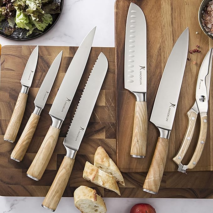 Natura Series 14 PCS Knife Block Set, Ultra Sharp High Carbon Stainless Steel with Wooden Handle