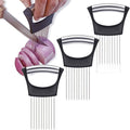 3 Pieces Onion Holder for Slicing, Stainless Steel Onion Cutter for Slicing, Potato Lemon Slicer Tomato Slicers Kitchen Comb for Onions, Tomatoes, Avocados, Eggs, Lemon, Potatos (Black)