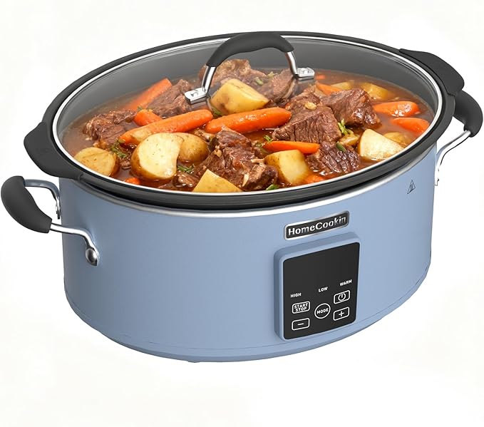 HOMECOOKIN Slow Cooker, Extra Large 10 Quart Digital Programmable Slow Cookers with Timer, Dishwasher Safe Glass Lid & Crock, Kitchen Appliance for Families and Gatherings, Blue