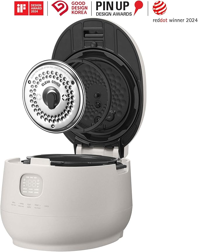 CUCHEN CRH-TWK0640WUS | IH Heating | Induction Heating Dual Pressure Rice Cooker | 6 Person, 1.5Quarts | 6 Cup (Uncooked) | Non-stick Coating | Stainless Cover | High/Non-Pressure | Easy Open Handle | Auto Steam Clean | Made in Korea