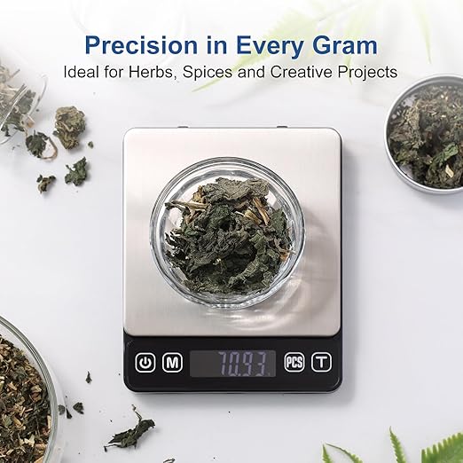 KitchenTour Digital Kitchen Scale - 500g/0.01g High Accuracy Precision Multifunction Food Meat Scale Small Scale Jewelry Lab Carat Powder Scale with Back-Lit LCD Display(Batteries Included)