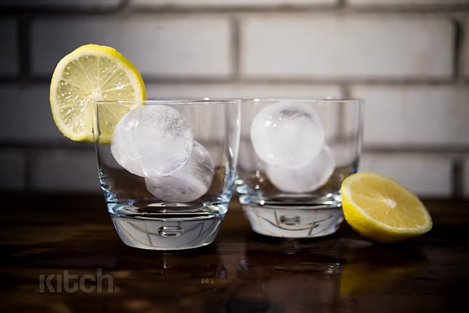 Ice Ball Maker Mold - Flexible Silicone Ice Tray - Molds 4 X 4.5cm Round Ice Ball Spheres - Cobalt Blue