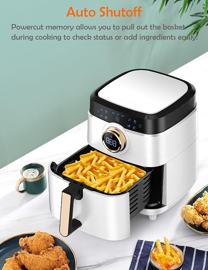 Air Fryer, ALLCOOL Airfryer Oven 8QT Large 1700W 8-in-1 with Touch Screen Air Fryers Dishwasher Safe Nonstick Basket Freidora de Aire 36 Recipes BPA & PFOA Free White