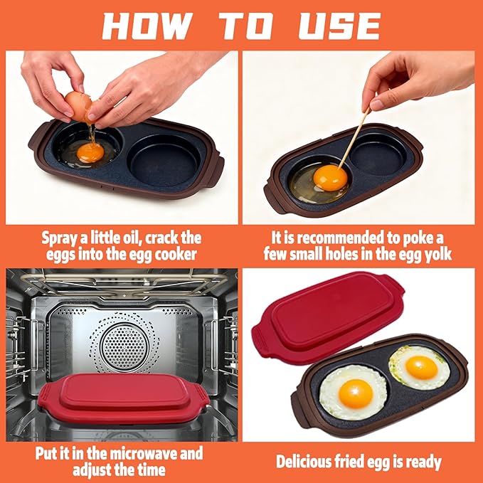 Microwave Egg Cooker - Egg Cooker Microwave, Multi-use Microwave Egg, Cooker & Poacher for Breakfast Sandwiches, Save Time,Portable,Microwave Egg Fryer for Home,Travel,Gifts(Red)